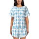 thumbnail image 1 of Fotbe Blue and White Squares Conjunto de Pijama Estampado para Mujer, 2 Piezas, Ropa de Dormir con Camiseta de Manga Corta y Shorts Suaves-Medium, 1 of 6