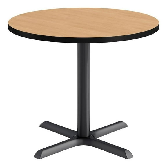 KFI Studios 36in Round Dining Table - Natural Top - Black Base