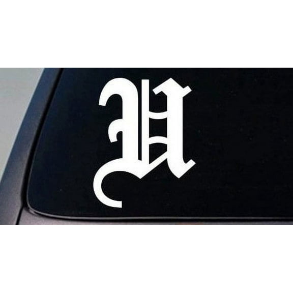 Letter U 6" Sticker Decal Old English Truck Car Window Teach Girl Craft College *C884*