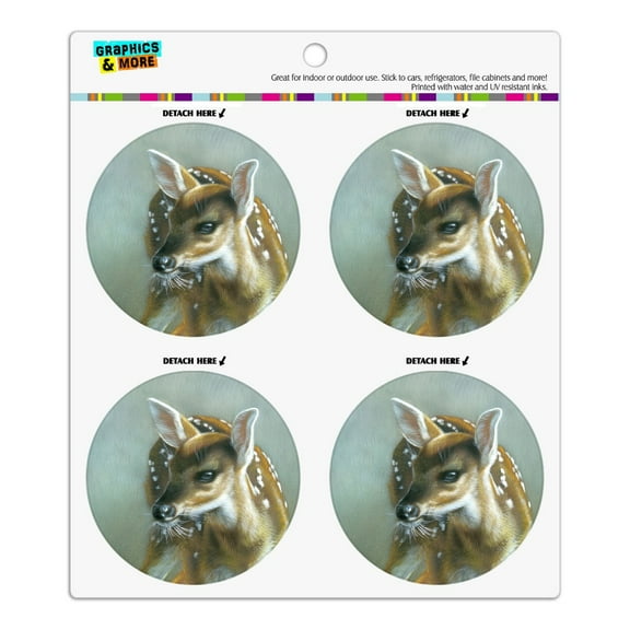 Fawn Baby Deer Refrigerator Fridge Locker Vinyl Circle Magnet Set