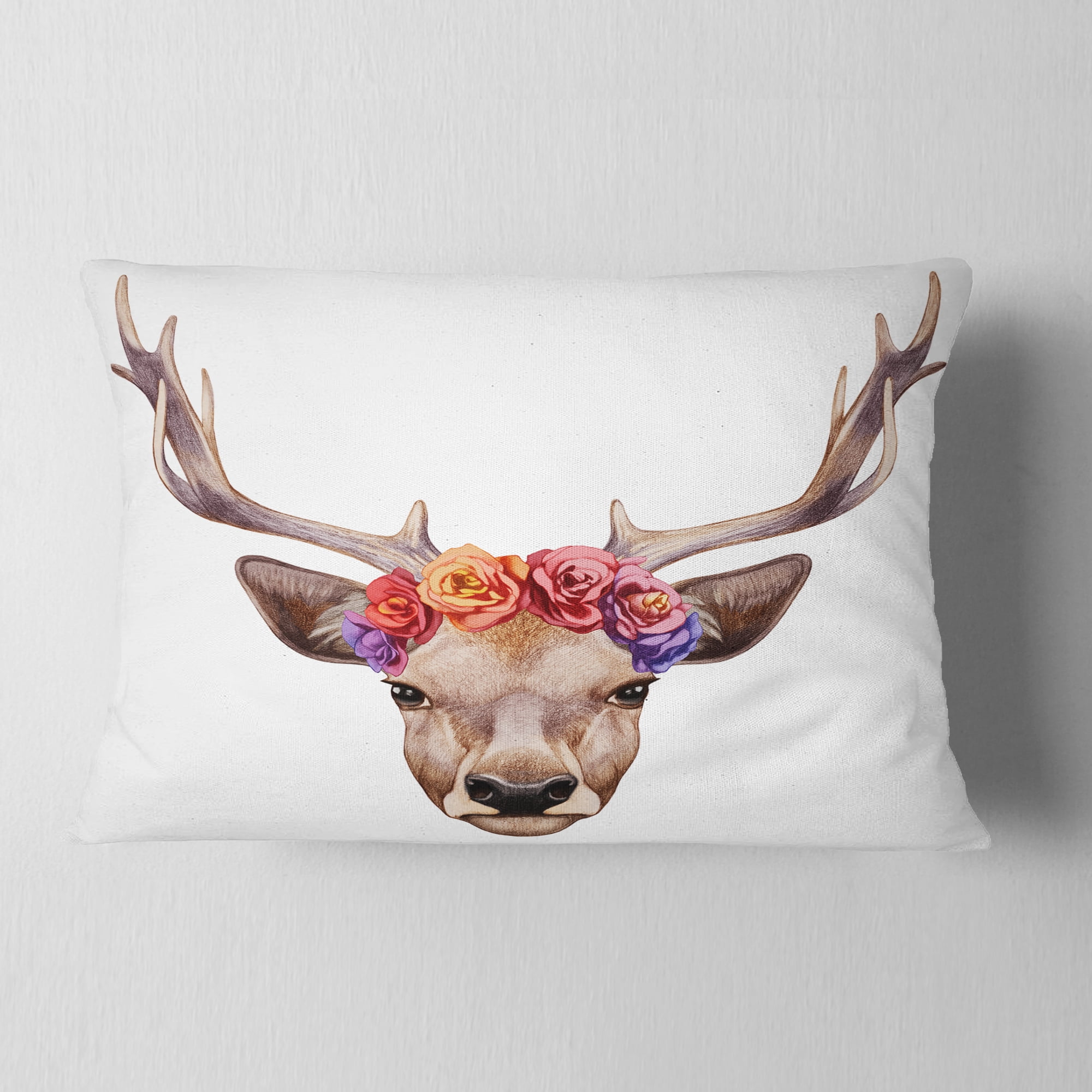 Designart 12" x 20" Multi-color Polyester Throw Pillow