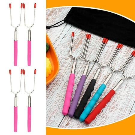

4Pcs Stainless Steel Grilled Meat Barbecue Fork Fruit Fork Dessert Fork BBQ Tool