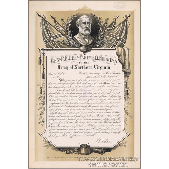 24"x36" Gallery Poster, Farewell address General Robert E Lee