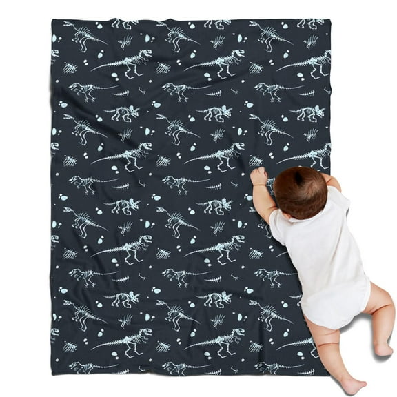 Black White Dinosaurs Fossils Pattern Blanket,Comfortable Soft Lamb Wool Throw Blanket,All Season,Warm Lightweight Blankets for Sofa Bed Couch Living Room Chair,30"x40"