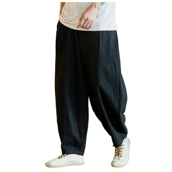 JTieacloth Mens Big and Tall Pants Mens Casual Patchwork Plus Size Pocket Skin Full Length Sports Pants Black