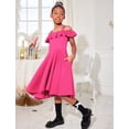 thumbnail image 2 of Oudiya Girls Off Shoulder Dress Flutter Sleeve Summer Midi Swing Dress with Pockets Formal Dress 4-13Y, 2 of 6