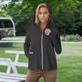 thumbnail image 4 of Alun Womens Upf 50+ Full Zipper Fishing Hoodie Shirt with Facial Occlusion and Thumb Holes Design Lightweight Pure Slim Fit Long Sleeve Hooded Tops with Pockets 2—Black S, 4 of 8
