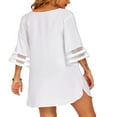 thumbnail image 3 of PENGXIANG Robe de Plage en Chiffon à Manches 3/4, Col en V, Coupe Ample, Couleur Unie, 3 of 5