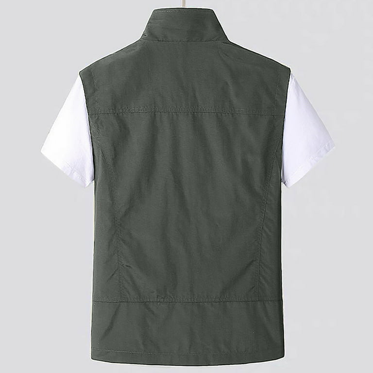 Xysaqa Men's Casual Fishing Travel Utility Vests Men Big & Tall Lightweight  Outdoor Work Photo Vests Jacket Multi Pockets M-5XL