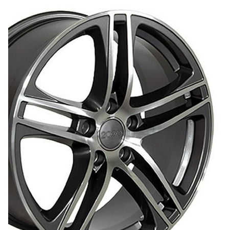 OE Wheels 17 Inch R8 Style | Fits Volkswagen CC Beetle Audi A3 A8 A4 A5 A6 TT | AU07 Gunmetal Machined 17x7.5