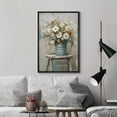 thumbnail image 3 of PixonSign Framed Canvas Print Wall Art Fine Art Still Life White Daisy Flowers Nature Wilderness Illustrations Modern Art Botanical Floral Farmhouse/Country Relax/Calm/Cozy - 16"x24" Black, 3 of 5