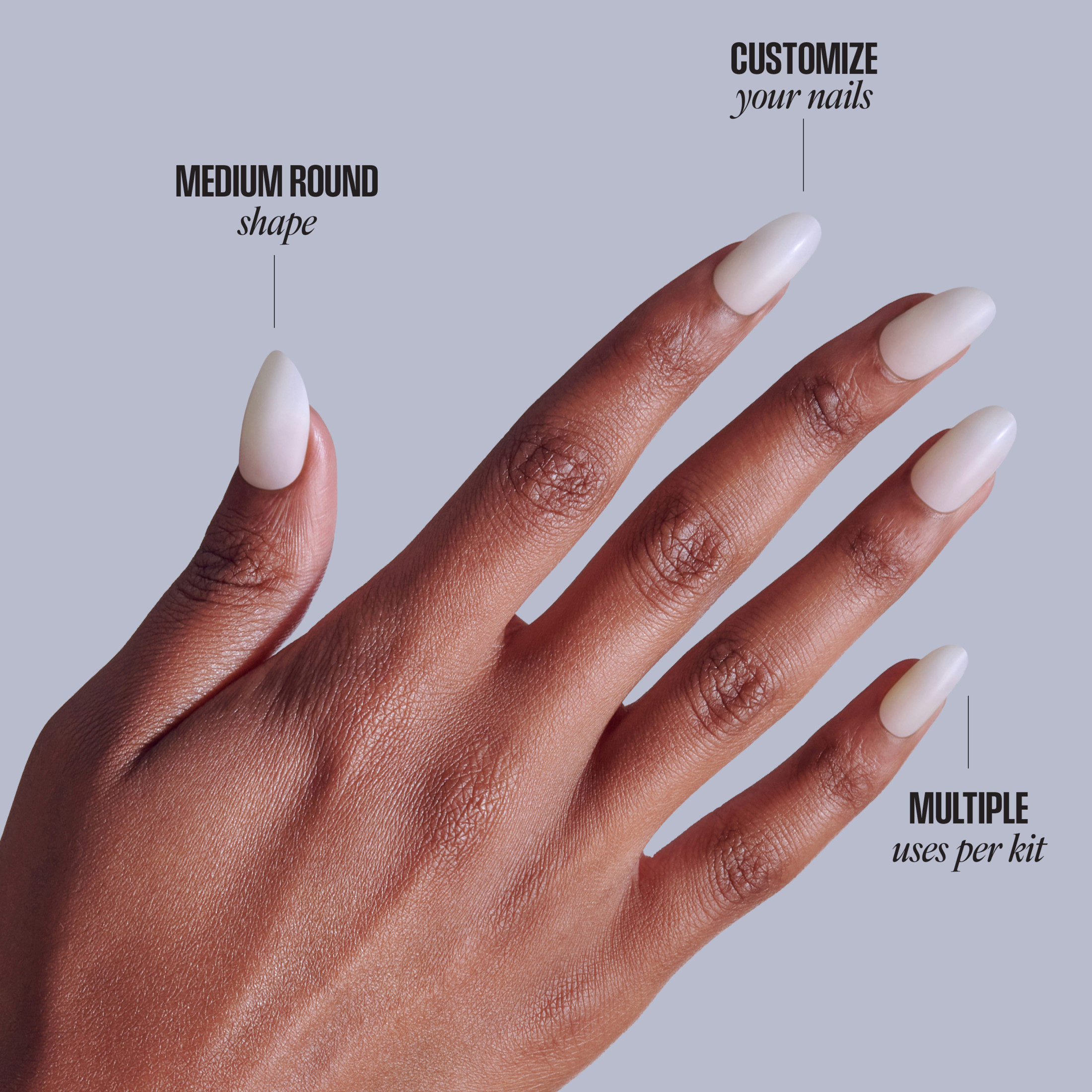 Kiss Professional Full Cover Medium Round Press-On Nails, White, 140pc photo 3