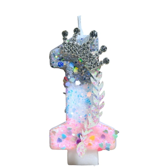 Rhinestone Crown Number Candle, Korean Pop Birthday Number Candles,Birthday Candles for Cake, Glitter Number Cake Topper With Sequins for Celebrating Anniversary Theme Decorations, Crown D Number 1