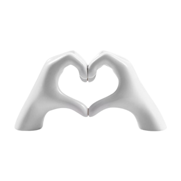 Escultura de mano en forma de corazón, novedosa, adorno de mesa para festivales, granjas y oficinas. Blanco