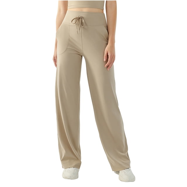 FAIWAD Womens Wide Leg Yoga Pants Elastic High Waisted Drawstring Workout Plus Size Lounge Pants with Pockets