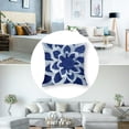 thumbnail image 5 of BANET Pack of 2 Soft Canvas Throw Pillow Covers Cases for Couch Sofa Home Decor Floral Outline Both Sides Print Navy Blue 12x12in, 5 of 7