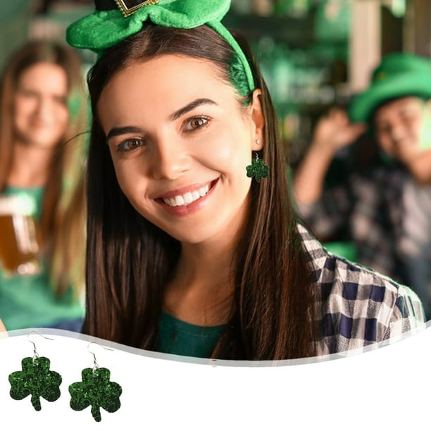 St. Patrick's Day Leather Earrings St. Patrick's Day Green Leather Earrings Hat Green Earrings