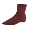 thumbnail image 2 of Willtoo Women Faux Suede Pointed Toe Ankle Boots Low Flat Heel Stretch Short Sock Booties with Back Zipper Fall Winter Fashion Dressy Comfortable Slim Fit Ankle Boots, 2 of 5