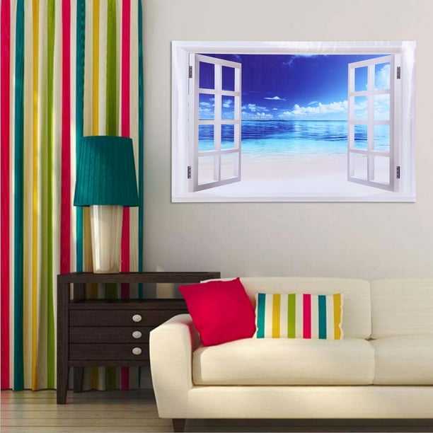 Adhesivo de pared Jadeshay 2 piezas agua de mar azul PVC 38 x 58,2 cm