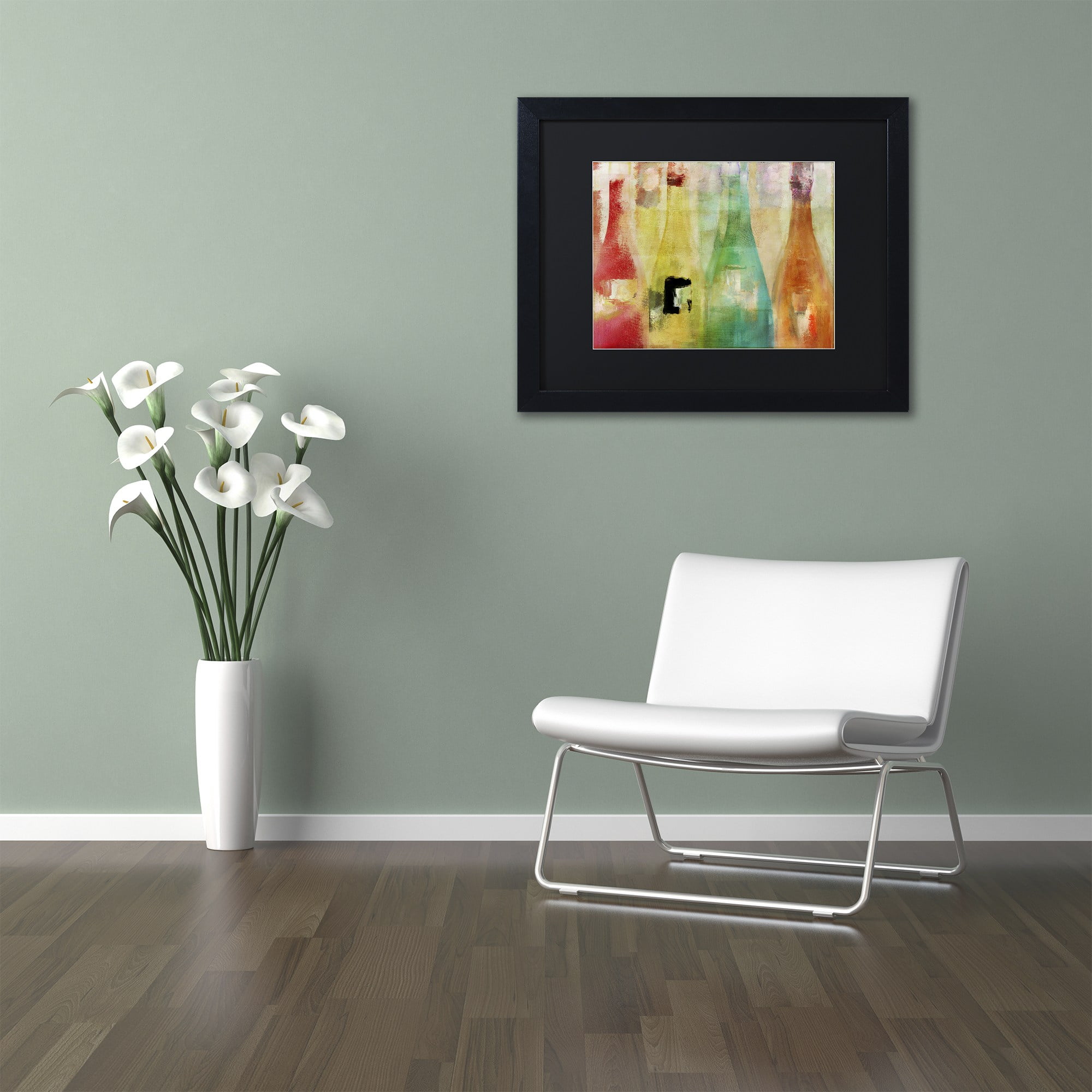 Trademark Fine Art "Bouteilles" Canvas Art by Color Bakery Black Matte, Black Frame