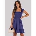 thumbnail image 6 of Women'S Summer Sleeveless Square Neck Dress Ruffle Backless Boho Beach Cute Teen Short Sundress Dark Blue XL, 6 of 10