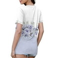 thumbnail image 4 of NAMTYQX Summer Shirts for Women Loose Fitting Short Sleeve Casual Scoop Neck Stretch Womens Graphic Tees Light Purple Size S, 4 of 5
