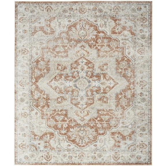 8' X 10' Gold Oriental Power Loom Washable Area Rug