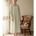 thumbnail image 4 of SWSMCLT Women's Cotton Victorian Nightgown Floral Lace Princess Winter Comfy Lightweight Sleepwear Long Sleep Dress Long Sleeve Soft Cute Vintage Pajama Gown Billowy Fall Green Medium, 4 of 5