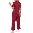 thumbnail image 3 of Fantaslook 2 Piece Sets for Women Casual Summer Travel Vacation Outfits Short Sleeve Tops Wide Leg Pants Lounge Sets, 3 of 9
