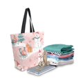 thumbnail image 2 of FORMRS Womens Canvas Tote Bag with Zipper Inner Pocket Shoulder Handbag, Pink Christmas Snowman, 2 of 7