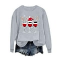 thumbnail image 6 of Ounisa Women Christmas Fleece Sweaters Long Sleeve Crewneck Blouse Pullover Red Wine Glass Graphic Sweatshirts Holiday Graphic Shirts, 6 of 6