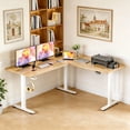 thumbnail image 3 of Legooin 63x55 inch L-Shaped Standing Desk Height Adjustable Sit-stand Desk Multi-Monitor Gaming Table Workstation for Home Office Oak, 3 of 8