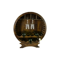 10 Bottle Wooden Barrel Wine and Glass Rack