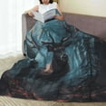thumbnail image 6 of Bingfone Mystical Forest Elk Print Flannel Fleece Blanket Throw Blanket for Bed,Sofa,Couch,Travel,Camping(50"x40" ), 6 of 8
