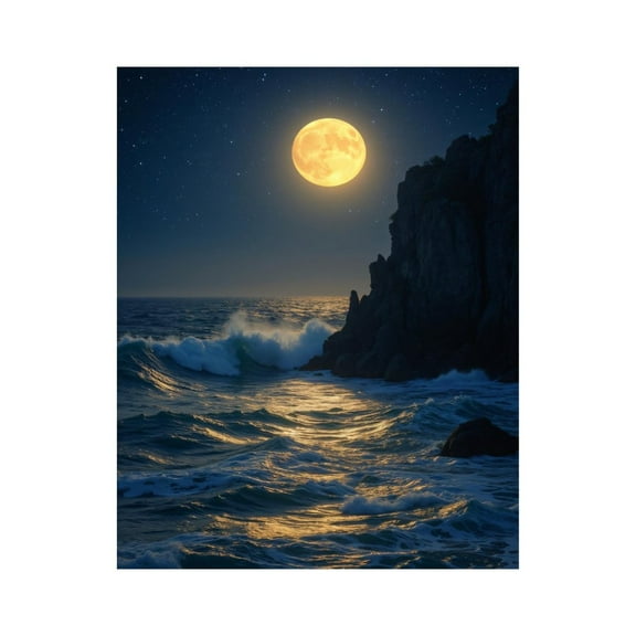 Paint by Numbers Kit for Adults, Moonlit Ocean Waves Night Sky Paint by Numbers, Easy Paint by Numbers Kit for Adults Beginner, DIY Adult Paint by Number Kits on Canvas, Home Decor