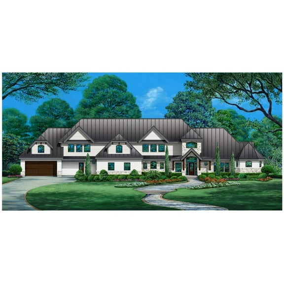 015-1145: Castle 3 Bed, 4 Bath Luxury Home Plan, 5487 Sq Ft: Full Blueprints with License to Build by Home Plan Marketplace - Lesuto