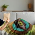thumbnail image 3 of Peacock Soft Flannel Fleece Blanket, Woman Looking Through Peacock Feather Eye Creative Abstract Illustration, Cozy Plush for Indoor and Outdoor Use, 70" x 90", Green Brown Turquoise, by Ambesonne, 3 of 5