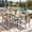 Brown, variant on Patio Dining Set, Noelse 7 Piece Outdoor Patio Table and Chairs with Removable Umbrella Hole, 6 Stackable Textilene Chairs for Backyard, Brown