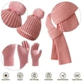 thumbnail image 4 of Winter Hats for Women Men 3-Piece Knitted Pom Pom Beanie Long Scarf Gloves Set, Thick Thermal Fleece Lined Skull Cap Touch Screen Gloves for Cold Weather Gear Chilly Morning Commute, 4 of 8