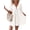 White, variant on Womens V Neck Front Tie Mini Dress with Puff Sleeves 100% Cotton Lightweight Everyday Wear versatile daily essential