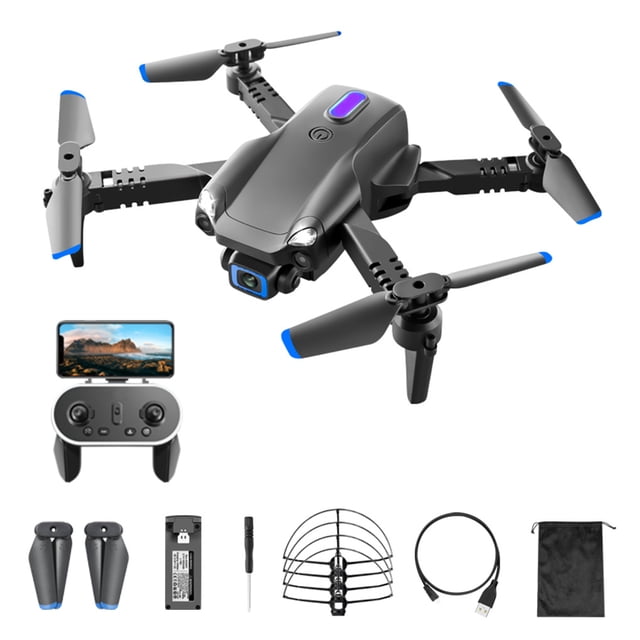 Modo sin cabeza Drone Quadcopter Adultos Auto retorno LED Luz de control remoto Avión con hélices de repuesto Volar juguete negro con cámara 4k 2.4GHz Sweethay EL022583-05B