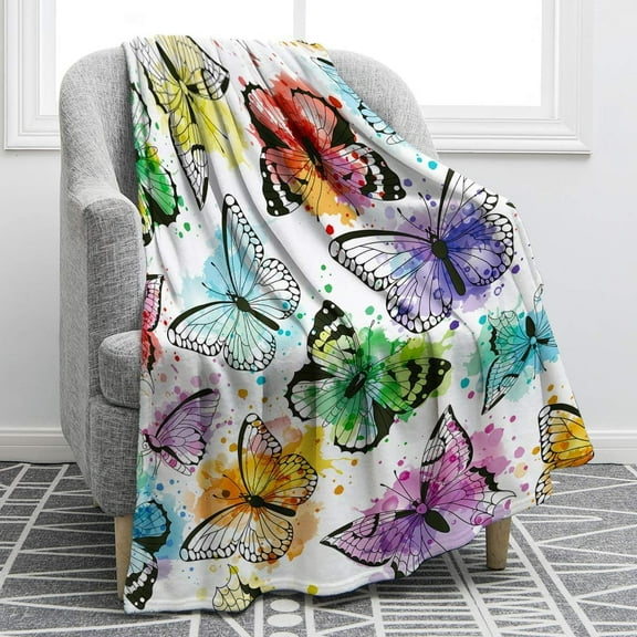 Butterfly Throw Blanket Smooth Lightweight Soft Print Blanket for Travelling Camping Gift Kid Adult 50"x60"