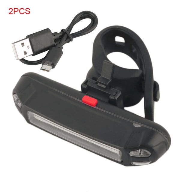2 Pieces LED Bike Tail Lamp Multi Modes Cycling Warning Light Waterproof USB Rechargeable Rear Light, Red Blue Light