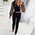 thumbnail image 4 of LEKDFST Elegant Sequin Jumpsuits for Women Dressy Formal Evening Party Wedding Guest Mesh Shiny Floral Sleeve V Neck Rompers for Women Black XXL, 4 of 6