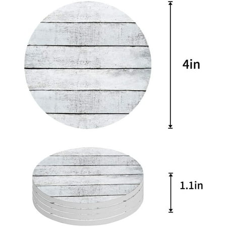 

ZHANZZK Retro Rustic Old Wood Board Set of 6 Round Coaster for Drinks Absorbent Ceramic Stone Coasters Cup Mat with Cork Base for Home Kitchen Room Coffee Table Bar Decor