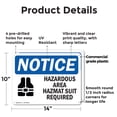thumbnail image 2 of (2 Pack) Hazardous Area Hazmat Suit Required OSHA Notice Sign 14 Inch X 10 Inch Plastic Sign, Weather Resistant, UV Protected for Workplace, Business, and Construction Site, Made in the, 2 of 8
