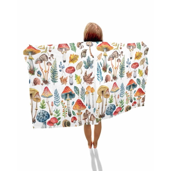 Colorful Mushroom Beach Towels Oversized Super Absorbent,Watercolor Spring Floral Summer Botanical Lightweight Bath Towel Quick Dry Sets For Bathroom/Pool/Rv Camping/Beach Play/Gym Room 35"x70"
