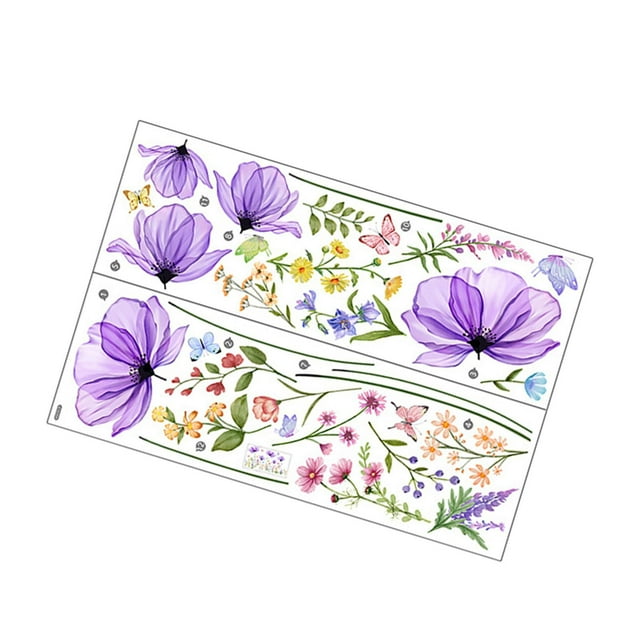 Pegatina de pared de mariposa y flores, papel tapiz decorativo, póster impermeable, calcomanías de pared de creativas para comedor y sala de e