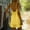Yellow#01, variant on Dresses for Women Summer Cotton Linen V Neck Ruffled Hem Cami Mini Dresses Womens Casual Solid Linen Spaghetti Strap Lightweight Breathable Beach Vacation Sundress