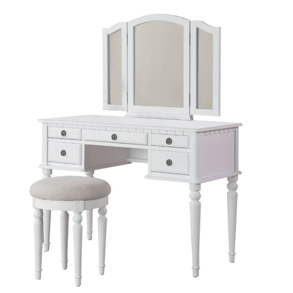 Saltoro Sherpi Adult Traditional Glamorous Built-in Drawer Table Set Champagne